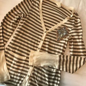 Anthropologie stripped cardigan with pockets
